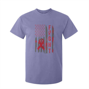 Fight For A Cure HIV AIDS Awareness T Shirt For Kid Patriotic Red Ribbon Gift TS12 Violet Print Your Wear
