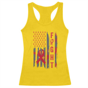 Fight For A Cure HIV AIDS Awareness Racerback Tank Top Patriotic Red Ribbon Gift - Print Your Wear