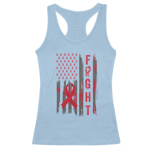 Fight For A Cure HIV AIDS Awareness Racerback Tank Top Patriotic Red Ribbon Gift TS12 Light Blue Print Your Wear