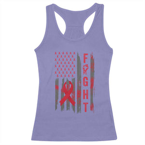 Fight For A Cure HIV AIDS Awareness Racerback Tank Top Patriotic Red Ribbon Gift - Print Your Wear