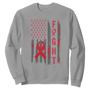 Fight For A Cure HIV AIDS Awareness Sweatshirt Patriotic Red Ribbon Gift TS12 Sport Gray Print Your Wear