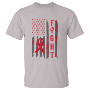 Fight For A Cure HIV AIDS Awareness T Shirt Patriotic Red Ribbon Gift TS12 Ice Gray Print Your Wear