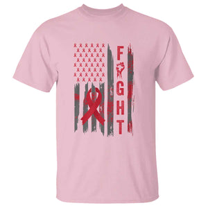 Fight For A Cure HIV AIDS Awareness T Shirt Patriotic Red Ribbon Gift TS12 Light Pink Print Your Wear