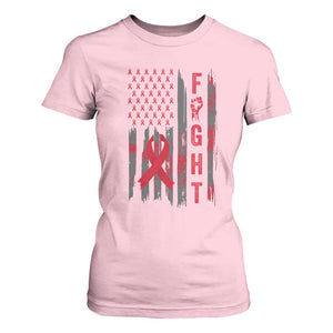 Fight For A Cure HIV AIDS Awareness T Shirt For Women Patriotic Red Ribbon Gift TS12 Light Pink Print Your Wear