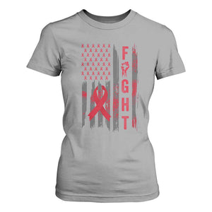 Fight For A Cure HIV AIDS Awareness T Shirt For Women Patriotic Red Ribbon Gift TS12 Sport Gray Print Your Wear