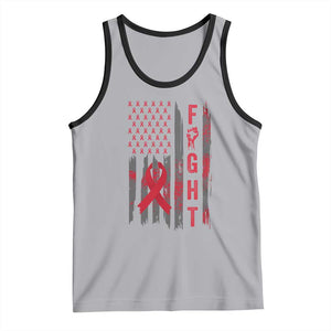 Fight For A Cure HIV AIDS Awareness Tank Top Patriotic Red Ribbon Gift TS12 Athletic Heather Black Print Your Wear