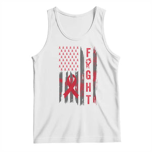 Fight For A Cure HIV AIDS Awareness Tank Top Patriotic Red Ribbon Gift TS12 White Print Your Wear