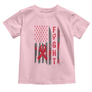 Fight For A Cure HIV AIDS Awareness Toddler T Shirt Patriotic Red Ribbon Gift TS12 Light Pink Print Your Wear