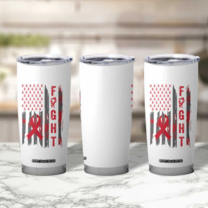Fight For A Cure HIV AIDS Awareness Tumbler Cup Patriotic Red Ribbon Gift TS12 Print Your Wear