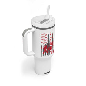 Fight For A Cure HIV AIDS Awareness Tumbler With Handle Patriotic Red Ribbon Gift TS12 Print Your Wear