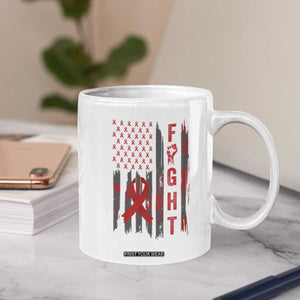Fight For A Cure HIV AIDS Awareness Coffee Mug Patriotic Red Ribbon Gift TS12 Print Your Wear