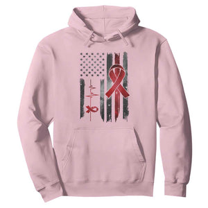 World AIDS Day Hoodie American Flag Red Ribbon Gift TS12 Light Pink Print Your Wear