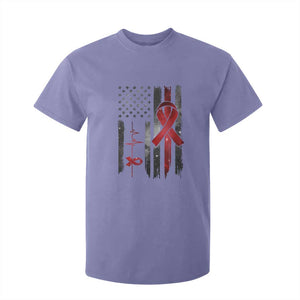 World AIDS Day T Shirt For Kid American Flag Red Ribbon Gift TS12 Violet Print Your Wear