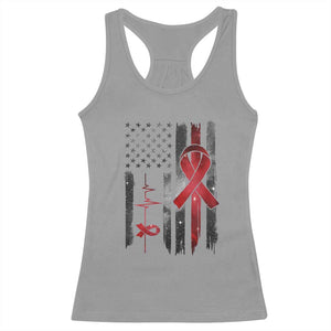 World AIDS Day Racerback Tank Top American Flag Red Ribbon Gift - Print Your Wear