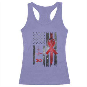 World AIDS Day Racerback Tank Top American Flag Red Ribbon Gift - Print Your Wear