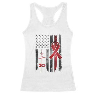 World AIDS Day Racerback Tank Top American Flag Red Ribbon Gift - Print Your Wear