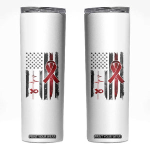 World AIDS Day Skinny Tumbler American Flag Red Ribbon Gift TS12 White Print Your Wear