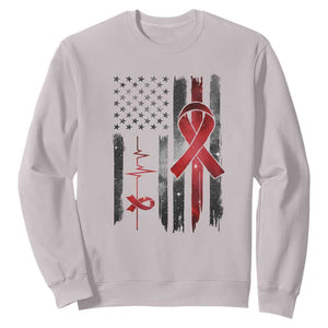 World AIDS Day Sweatshirt American Flag Red Ribbon Gift TS12 Ice Gray Print Your Wear
