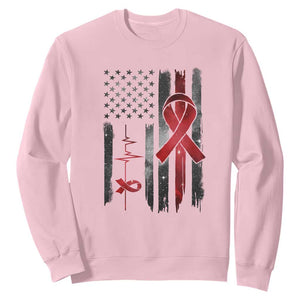 World AIDS Day Sweatshirt American Flag Red Ribbon Gift TS12 Light Pink Print Your Wear