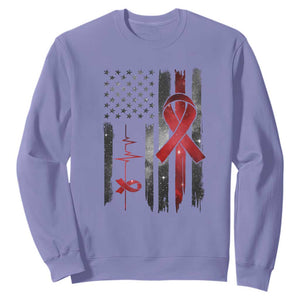 World AIDS Day Sweatshirt American Flag Red Ribbon Gift TS12 Violet Print Your Wear
