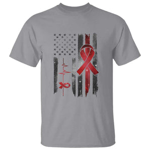 World AIDS Day T Shirt American Flag Red Ribbon Gift TS12 Sport Gray Print Your Wear