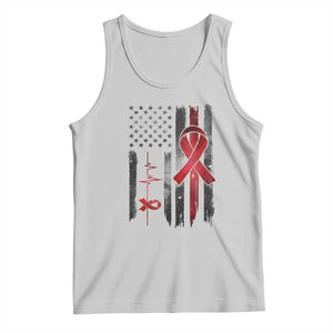World AIDS Day Tank Top American Flag Red Ribbon Gift TS12 Ash Print Your Wear