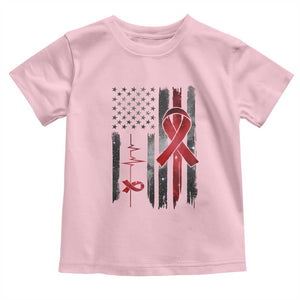 World AIDS Day Toddler T Shirt American Flag Red Ribbon Gift TS12 Light Pink Print Your Wear