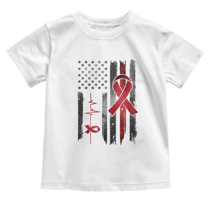 World AIDS Day Toddler T Shirt American Flag Red Ribbon Gift TS12 White Print Your Wear