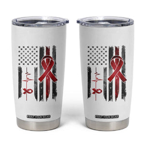 World AIDS Day Tumbler Cup American Flag Red Ribbon Gift TS12 White Print Your Wear
