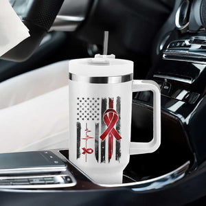 World AIDS Day Tumbler With Handle American Flag Red Ribbon Gift TS12 Print Your Wear