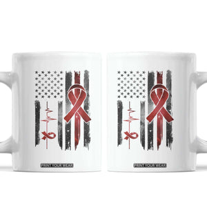 World AIDS Day Coffee Mug American Flag Red Ribbon Gift TS12 White Print Your Wear