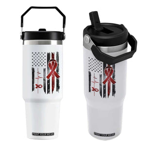 World AIDS Day Flip Straw Tumbler American Flag Red Ribbon Gift TS12 One Size: 30 oz White Print Your Wear