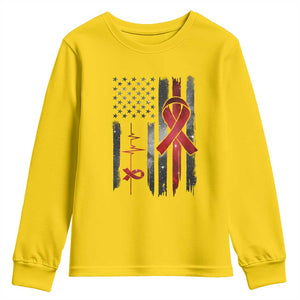 World AIDS Day Youth Sweatshirt American Flag Red Ribbon Gift TS12 Daisy Print Your Wear