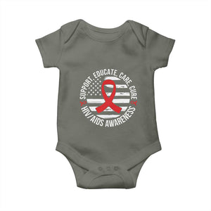 Support Educate Care Cure HIV Awareness Month Gift Baby Onesie TS12 Military Green Print Your Wear