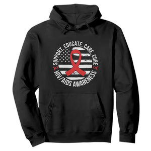 Support Educate Care Cure HIV Awareness Month Gift Hoodie TS12 Black Print Your Wear