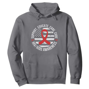Support Educate Care Cure HIV Awareness Month Gift Hoodie TS12 Charcoal Print Your Wear