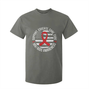 Support Educate Care Cure HIV Awareness Month Gift T Shirt For Kid TS12 Military Green Print Your Wear