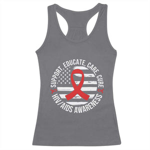 Support Educate Care Cure HIV Awareness Month Gift Racerback Tank Top - Print Your Wear