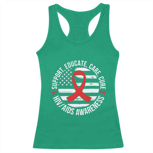 Support Educate Care Cure HIV Awareness Month Gift Racerback Tank Top - Print Your Wear