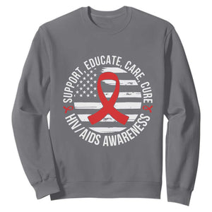 Support Educate Care Cure HIV Awareness Month Gift Sweatshirt TS12 Charcoal Print Your Wear