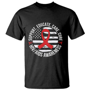 Support Educate Care Cure HIV Awareness Month Gift T Shirt TS12 Black Print Your Wear