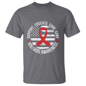Support Educate Care Cure HIV Awareness Month Gift T Shirt TS12 Charcoal Print Your Wear