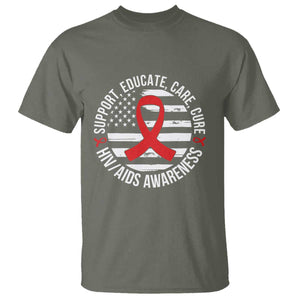 Support Educate Care Cure HIV Awareness Month Gift T Shirt TS12 Military Green Print Your Wear