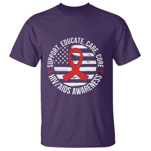Support Educate Care Cure HIV Awareness Month Gift T Shirt TS12 Purple Print Your Wear