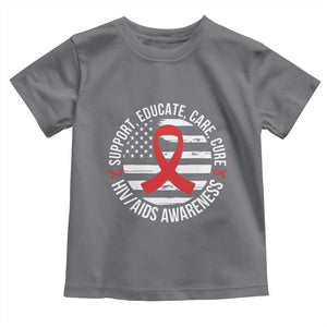 Support Educate Care Cure HIV Awareness Month Gift Toddler T Shirt TS12 Charcoal Print Your Wear