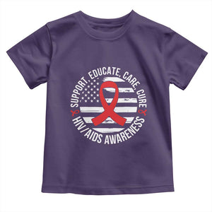 Support Educate Care Cure HIV Awareness Month Gift Toddler T Shirt TS12 Purple Print Your Wear