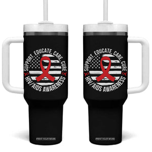 Support Educate Care Cure HIV Awareness Month Gift Tumbler With Handle TS12 One Size: 40 oz Black Print Your Wear