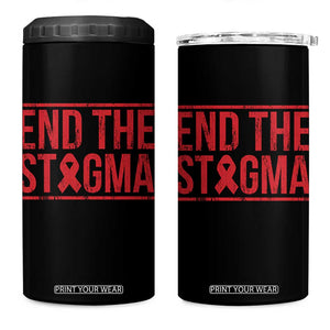HIV Awareness End The Stigma 4 in 1 Can Cooler Tumbler Support Empowerment Gift TS12 One Size: 16 oz Black Print Your Wear