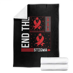 End The Stigma HIV Awareness Throw Blanket Red Ribbon Gift TS12 Black Print Your Wear