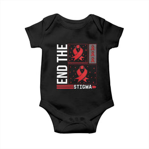 End The Stigma HIV Awareness Baby Onesie Red Ribbon Gift TS12 Black Print Your Wear